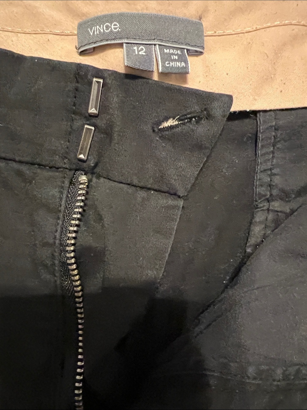 Vince Black Pants with Metal Zip and Hook